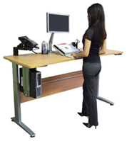 Woman at stand up desk